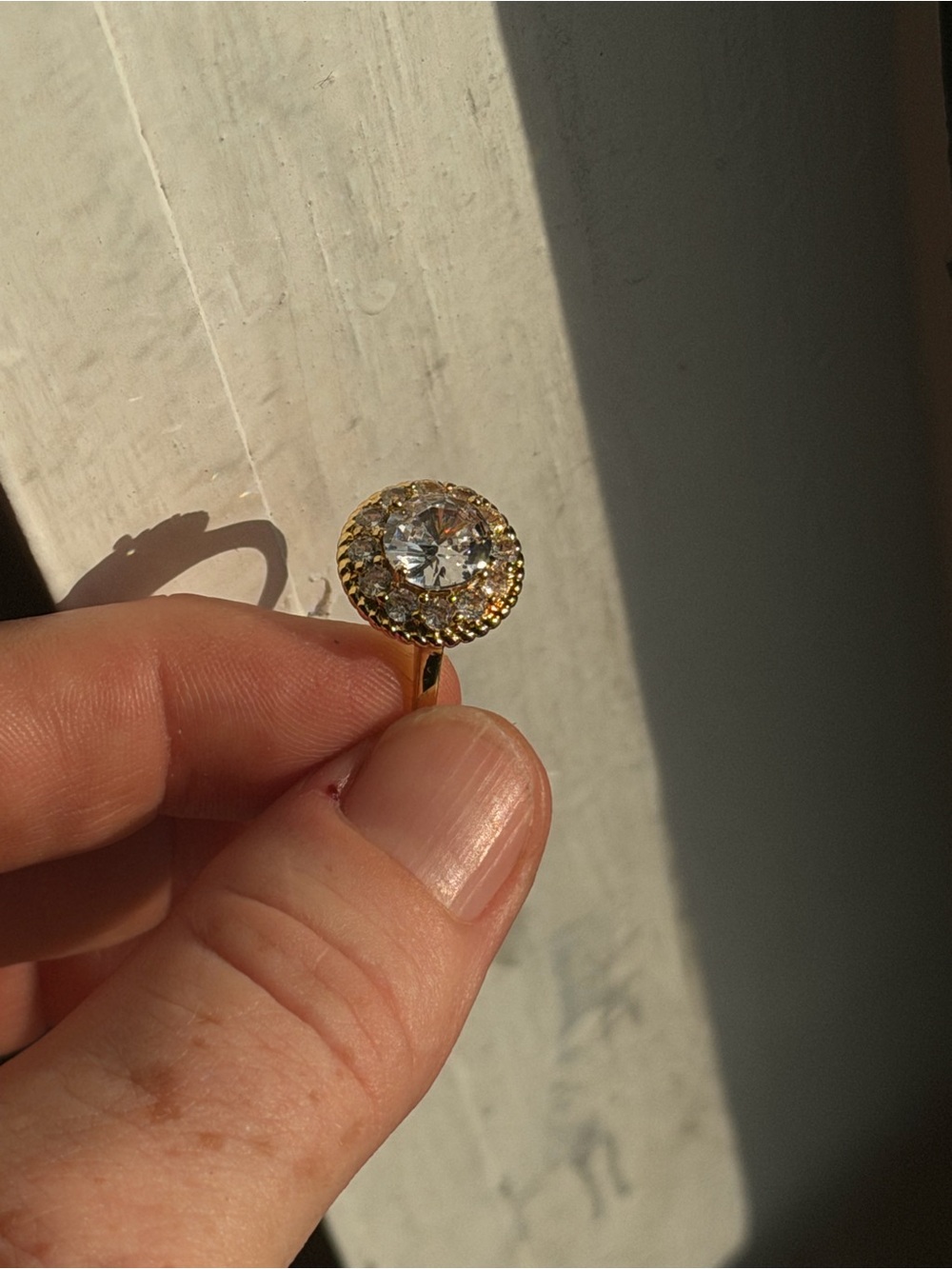 14k Gold Princess Diana Style Halo Moissanite Engagement Statement Ring 3.5g